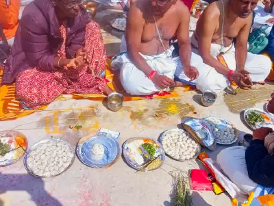 Families gathered at Brahma Kapal ghat for Shradh ceremony