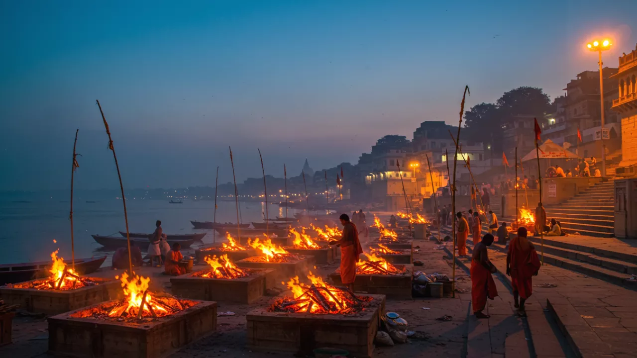 Manikarnika Ghat on the Ganga at Varanasi