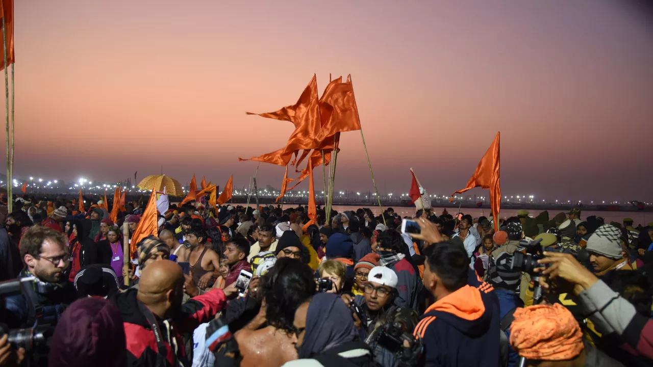 Image of people in magh mela at Prayagraj - Magh Mela Prayagraj